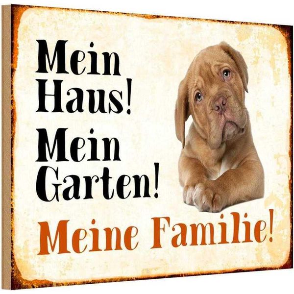 Vianmo Insegna In Legno 20X30 Cm Hund Beagle Mein Haus Garten Familie-image