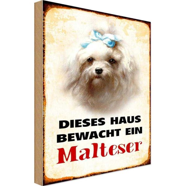 Vianmo Insegna In Legno 18X12 Cm Hund Dieses Haus Bewacht Ein Malteser-image