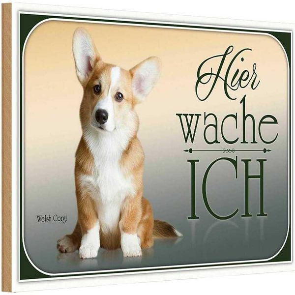 Vianmo Insegna In Legno 12X18 Cm Hund Chihuahua Hier Wache Ich-image