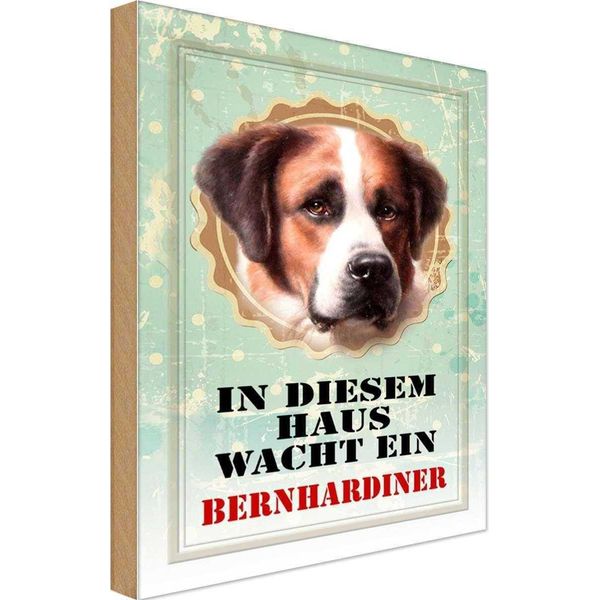 Vianmo Insegna In Legno 30X20 Cm Hund In Diesem Haus Wacht Bernhardiner-image