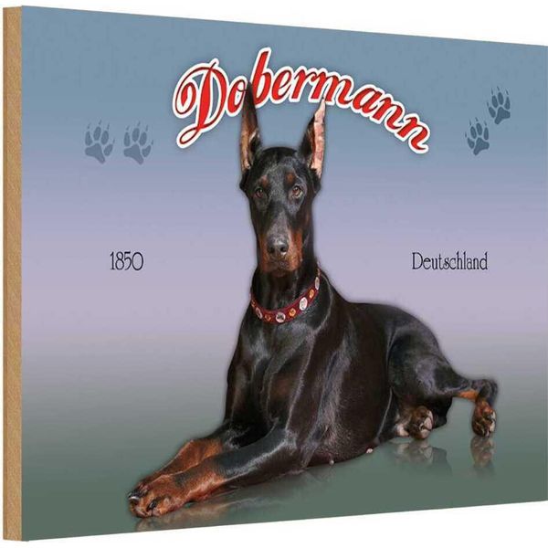 Vianmo Insegna In Legno 12X18 Cm Hund Dobermann 1850 Deutschland-image