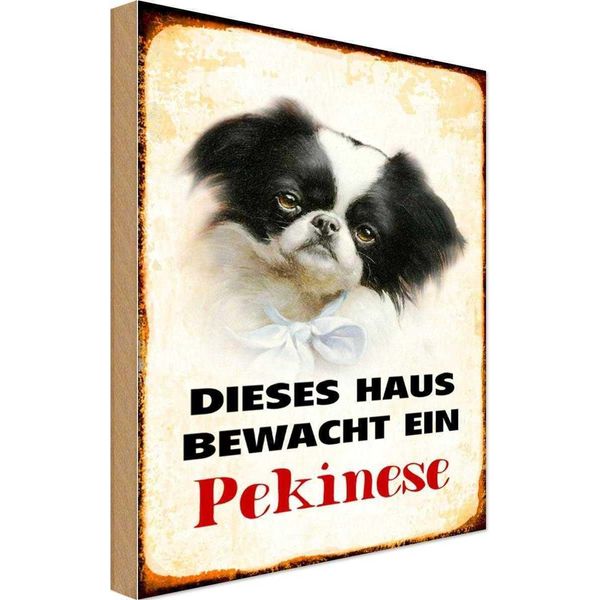 Vianmo Insegna In Legno 18X12 Cm Hund Dieses Haus Bewacht Ein Pekinese-image