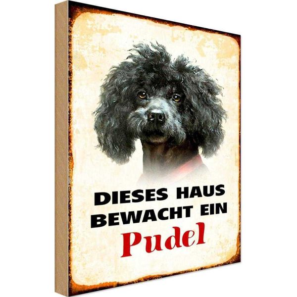Vianmo Insegna In Legno 30X20 Cm Hund Dieses Haus Bewacht Ein Pudel-image
