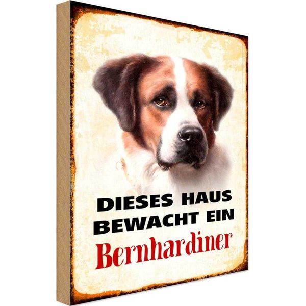 Vianmo Insegna In Legno 30X20 Cm Hund Dieses Haus Bewacht Bernhardiner-image