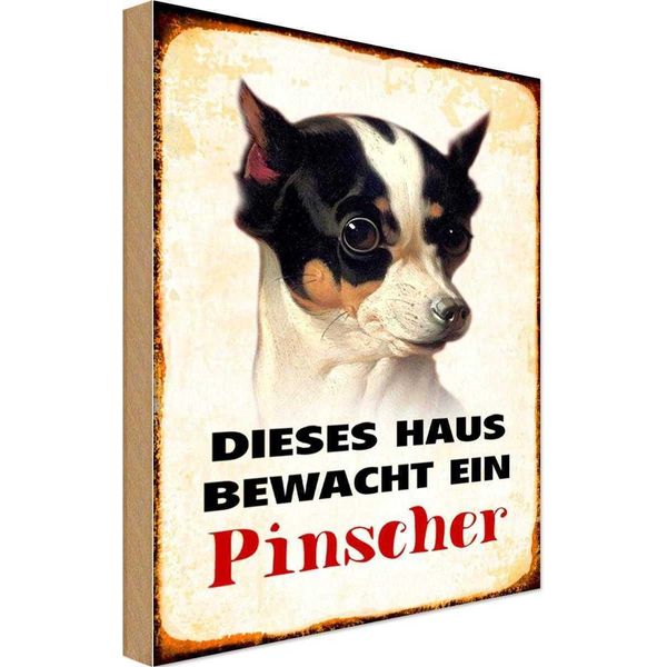 Vianmo Insegna In Legno 30X20 Cm Hund Dieses Haus Bewacht Ein Pinscher-image
