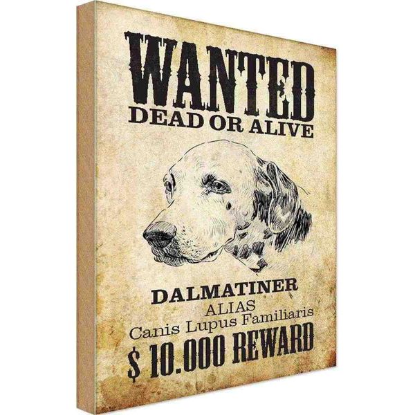 Vianmo Insegna In Legno 18X12 Cm Hund Wanted Dead Dalmatiner-image