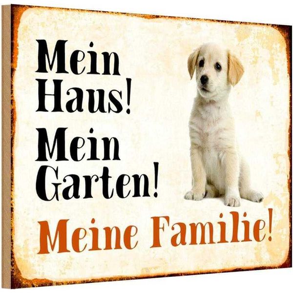 Vianmo Insegna In Legno 20X30 Cm Hund Labrador Mein Haus Garten Familie-image