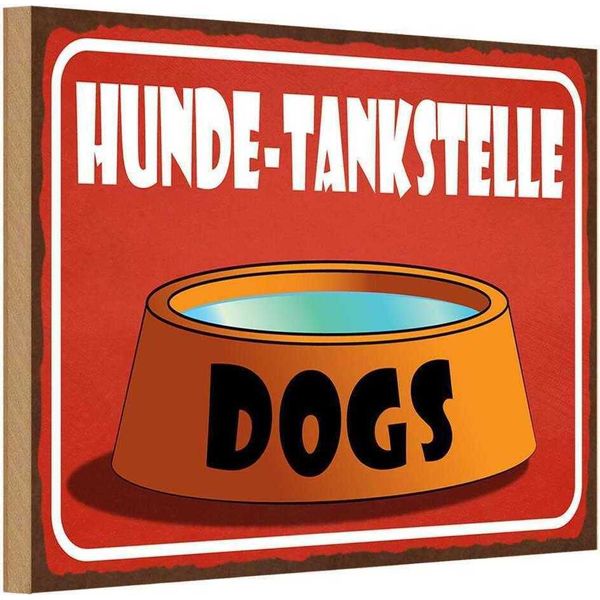 Vianmo Insegna In Legno 20X30 Cm Hunde Tankstelle Dogs-image