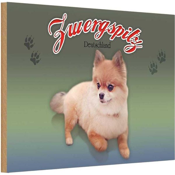 Vianmo Insegna In Legno 20X30 Cm Hund Zwergspitz Deutschland-image