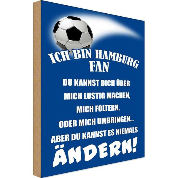 Vianmo Insegna In Legno 18X12 Cm Ich Bin Hamburg Fan Fussball-image