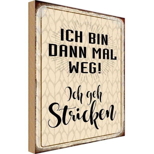 Vianmo Insegna In Legno 18X12 Cm Ich Bin Dann Weg Geh Stricken-image