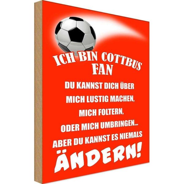 Vianmo Insegna In Legno 18X12 Cm Ich Bin Cottbus Fan Fussball-image