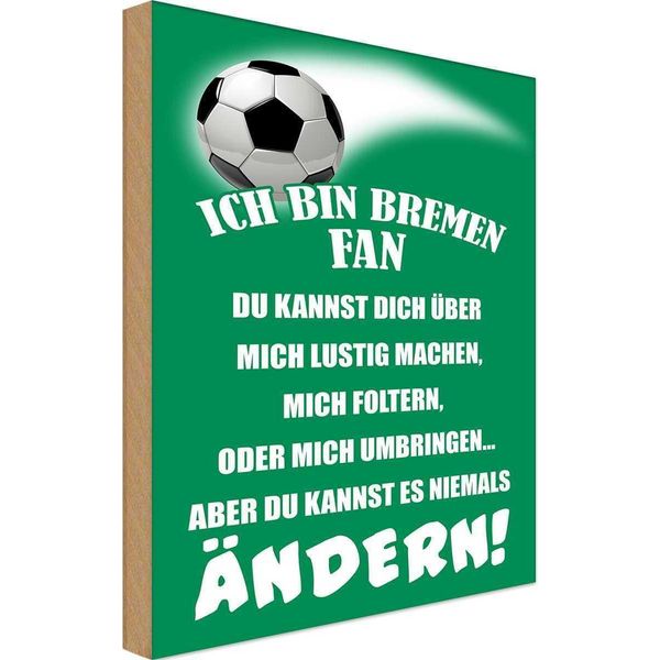 Vianmo Insegna In Legno 18X12 Cm Ich Bin Bremen Fan Fussball-image