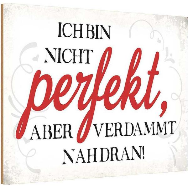 Vianmo Insegna In Legno 12X18 Cm Ich Bin Nicht Perfekt Aber-image