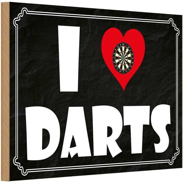 Vianmo Insegna In Legno 12X18 Cm I Love Darts-image