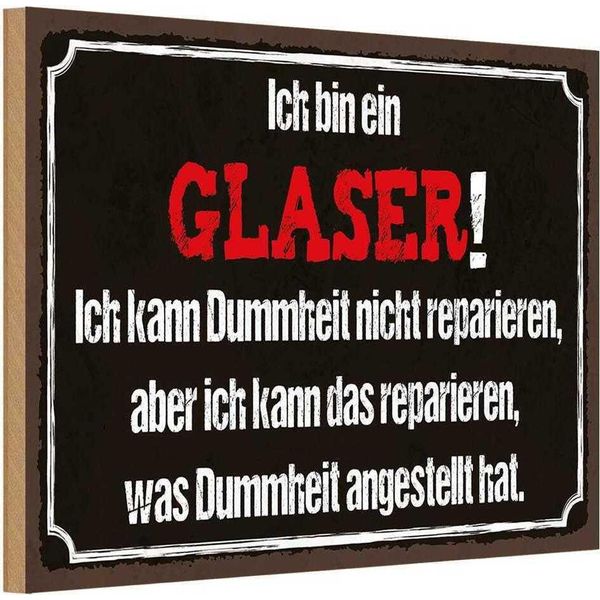 Vianmo Insegna In Legno 12X18 Cm Ich Bin Glaser Kann Reparieren-image