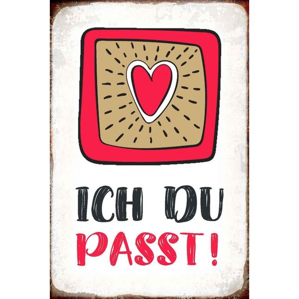 Vianmo Insegna In Legno 18X12 Cm Ich Du Passt Herz Liebe-image
