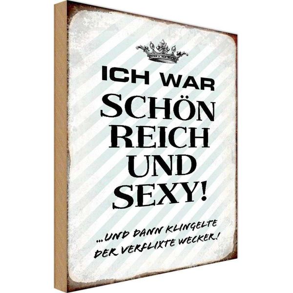 Vianmo Insegna In Legno 18X12 Cm Ich War SchöN Reich Dann Wecker-image
