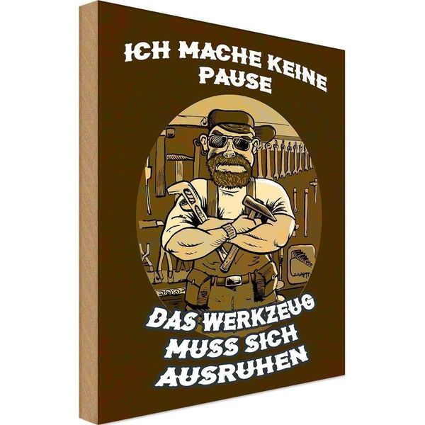 Vianmo Insegna In Legno 30X20 Cm Ich Mache Keine Pause Werkzeug-image