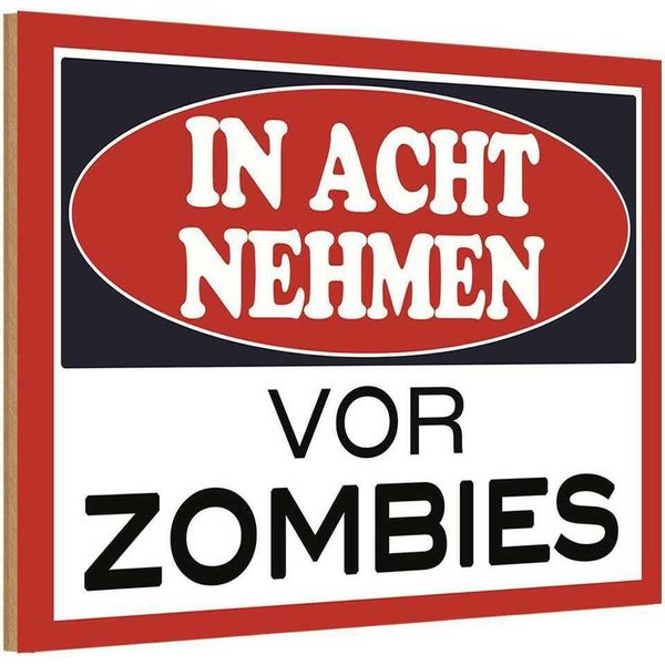 Vianmo Insegna In Legno 12X18 Cm In Acht Nehmen Vor Zombies-image