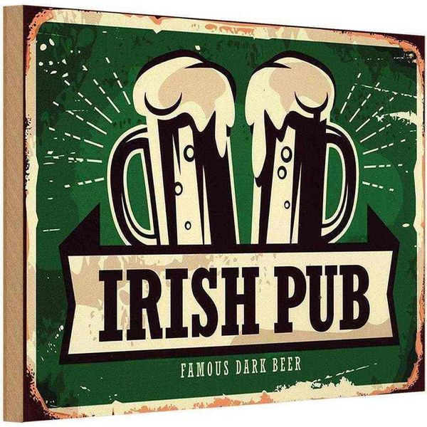 Vianmo Insegna In Legno 20X30 Cm Irish Pub Famous Dark Beer Bier-image