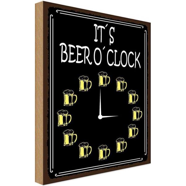 Vianmo Insegna In Legno 30X20 Cm It´S Beer O´Clock Bier Alkohol-image