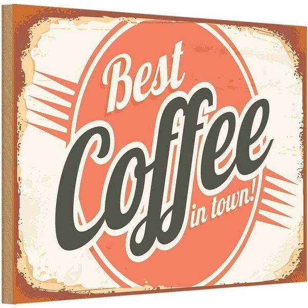 Vianmo Insegna In Legno 20X30 Cm Kaffee Best Coffee In Town-image