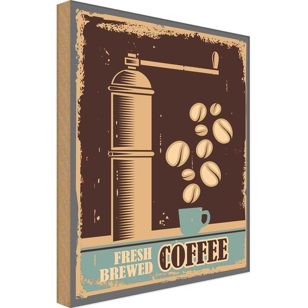 Vianmo Insegna In Legno 30X20 Cm Kaffee Coffee Fresh Brewed-image