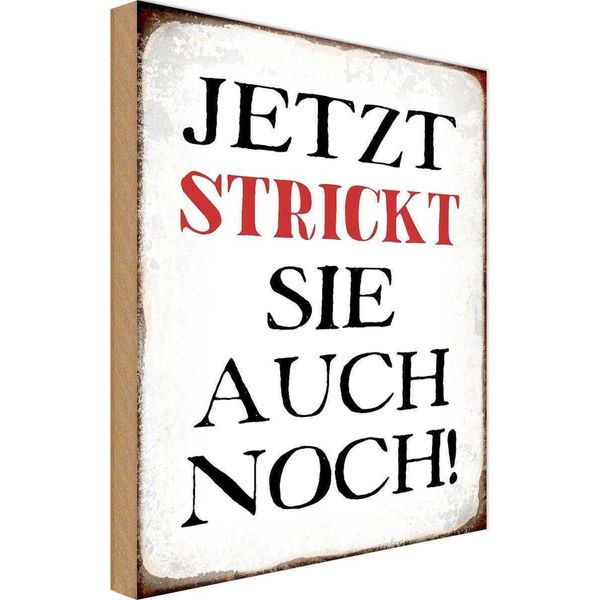 Vianmo Insegna In Legno 30X20 Cm Jetzt Strickt Sie Auch Noch-image