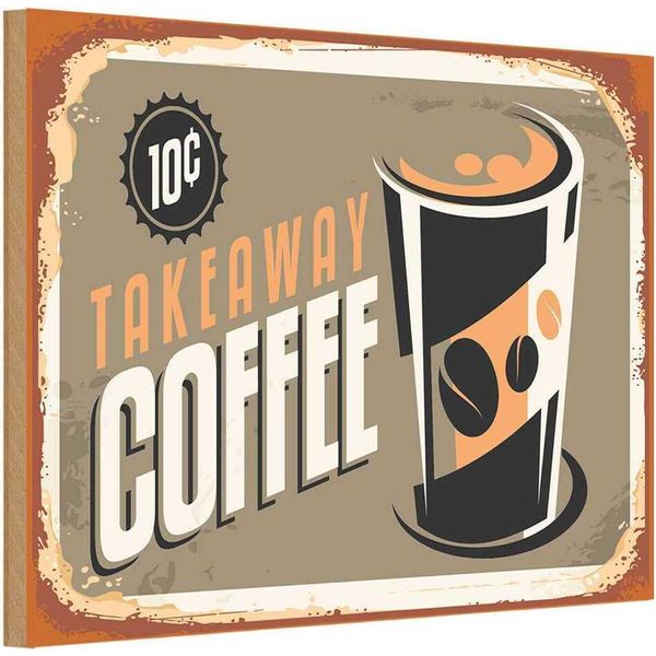 Vianmo Insegna In Legno 20X30 Cm Kaffee Coffee Takeaway-image