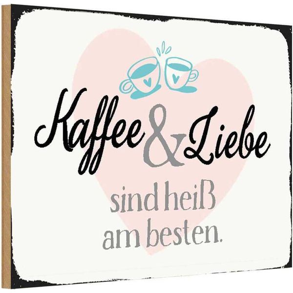 Vianmo Insegna In Legno 20X30 Cm Kaffee Und Liebe Heiß Am Besten-image