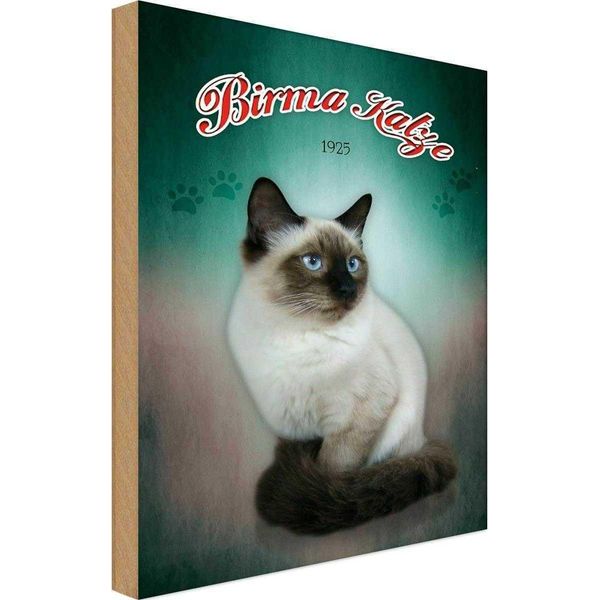 Vianmo Insegna In Legno 18X12 Cm Katze Birma Katze 1925-image