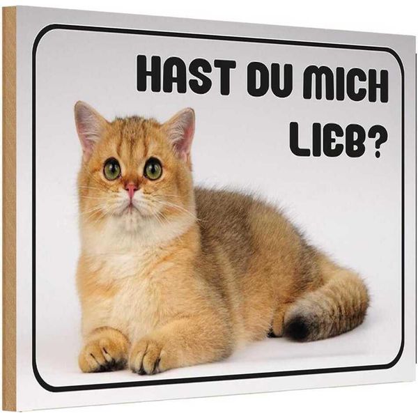 Vianmo Insegna In Legno 20X30 Cm Katze Hast Du Mich Lieb?-image
