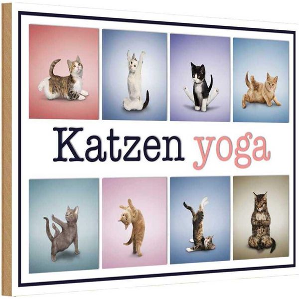 Vianmo Insegna In Legno 20X30 Cm Katze Katzen Yoga-image