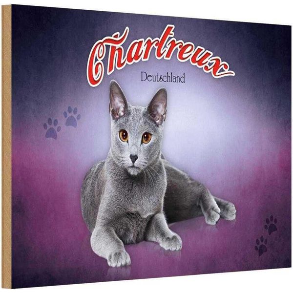 Vianmo Insegna In Legno 20X30 Cm Katze Chartreux Deutschland-image
