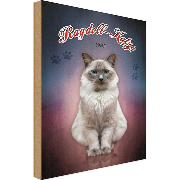 Vianmo Insegna In Legno 18X12 Cm Katze Ragdoll Katze 1960-image