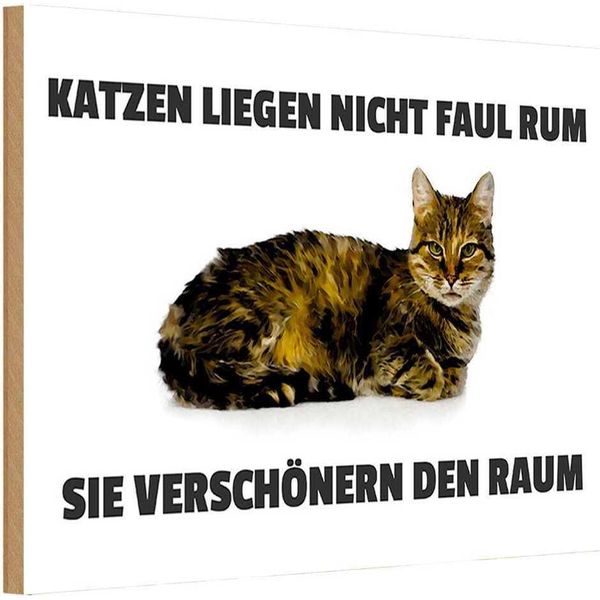 Vianmo Insegna In Legno 12X18 Cm Katzen VerschöNern Den Raum-image
