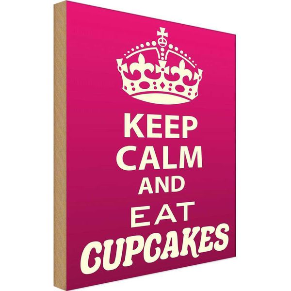 Vianmo Insegna In Legno 18X12 Cm Keep Calm And Eat Cupcakes-image