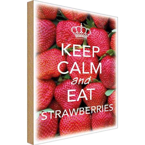 Vianmo Insegna In Legno 30X20 Cm Keep Calm And Eat Strawberries-image