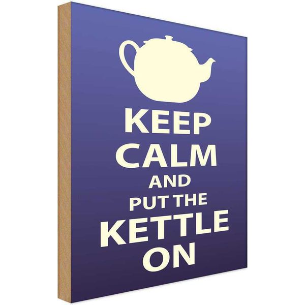 Vianmo Insegna In Legno 18X12 Cm Keep Calm And Put The Kettle On-image