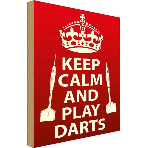 Vianmo Insegna In Legno 30X20 Cm Keep Calm And Play Darts-image