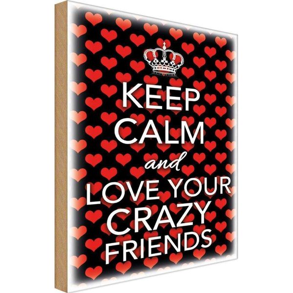 Vianmo Insegna In Legno 30X20 Cm Keep Calm And Love Crazy Friends-image