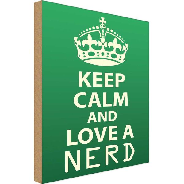 Vianmo Insegna In Legno 30X20 Cm Keep Calm And Love A Nerd-image