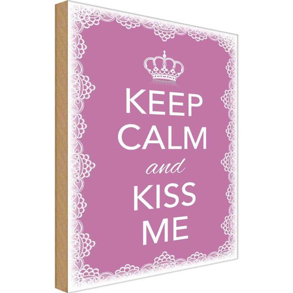 Vianmo Insegna In Legno 30X20 Cm Keep Calm And Kiss Me Krone-image