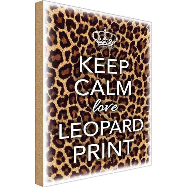 Vianmo Insegna In Legno 18X12 Cm Keep Calm Love Leopard Print-image