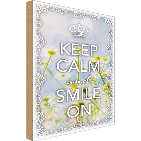 Vianmo Insegna In Legno 18X12 Cm Keep Calm And Smile On Krone-image