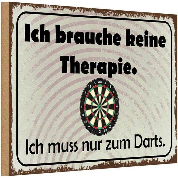 Vianmo Insegna In Legno 20X30 Cm Keine Therapie Muss Zum Darts-image