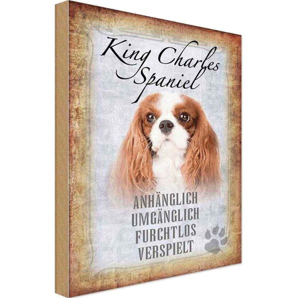 Vianmo Insegna In Legno 18X12 Cm King Charles Spaniel Hund-image