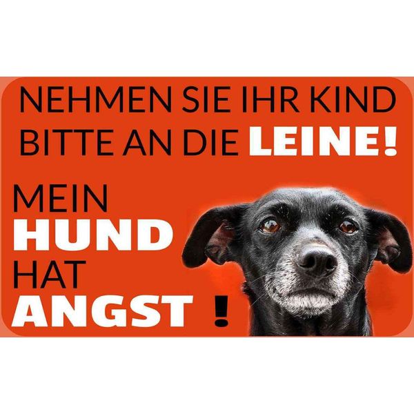 Vianmo Insegna In Legno 12X18 Cm Kind An Die Leine Hund Hat Angst-image