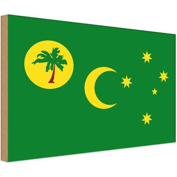 Vianmo Insegna In Legno 12X18 Cm Bandiera Kokosinseln Flag Cocos Islands-image